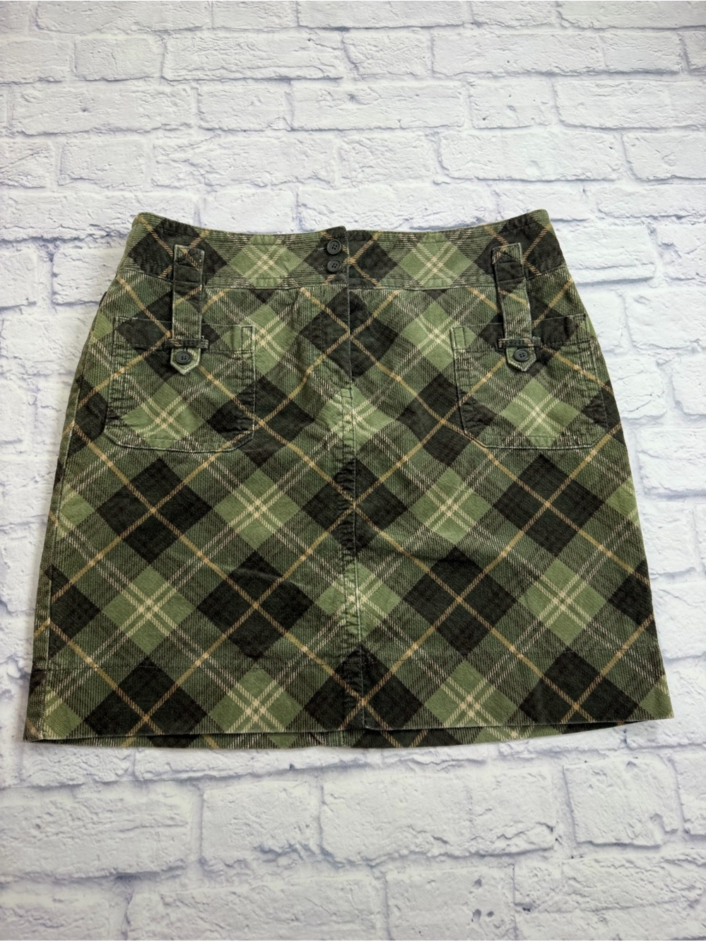 Loft Green Argyle Plaid Cotton Blend Mini Skirt. Corduroy. Size L.